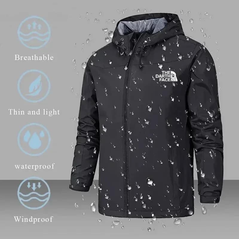 Veste coupe-vent imperméable homme 2025 - Parka à capuche zippée - Randonnée printemps automne