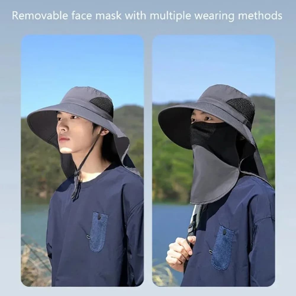 Chapeau été protection UV pêche chasse - Casquette visière rabat nuque homme femme randonnée