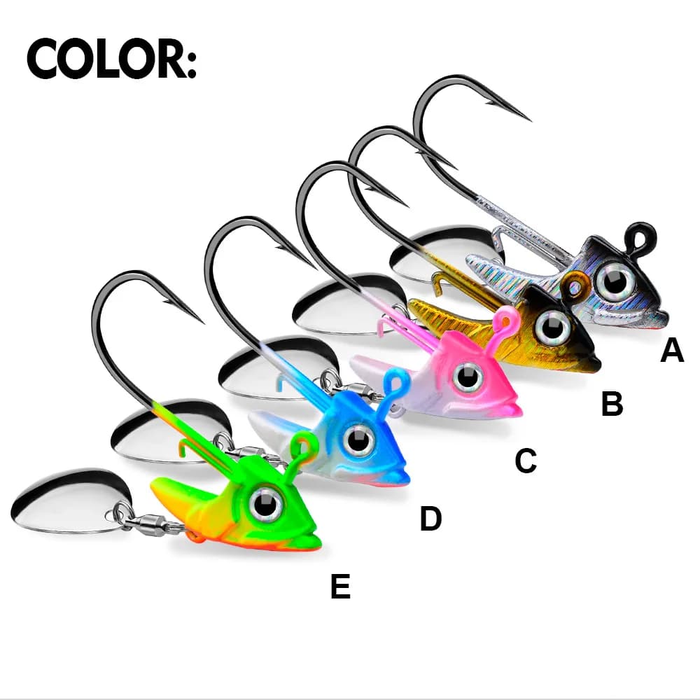 Lot de 5 têtes plombées crankbait pour leurres souples, 7g à 15g, pour pêche aux leurres