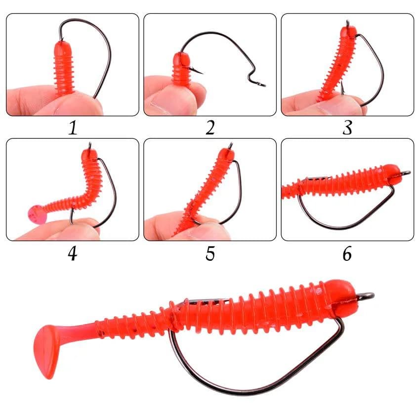 Hameçons de pêche robustes en acier haute teneur en carbone pour leurres souples - 50 pièces multi-tailles