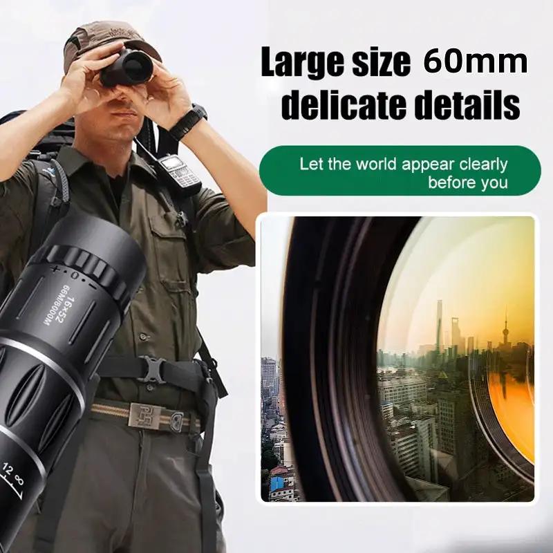Jumelle monoculaire 16x52 haute puissance zoom double mise au point pour observation pêche longue distance