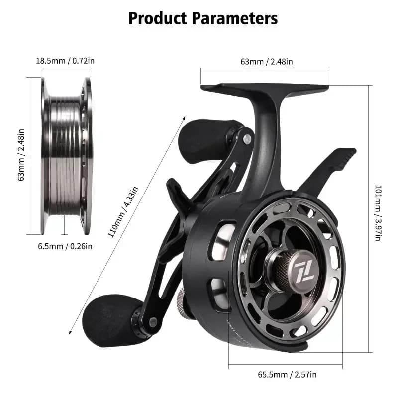 Moulinet pêche glace inline 3+1BB CNC grand tambour libération rapide lac gelé hiver