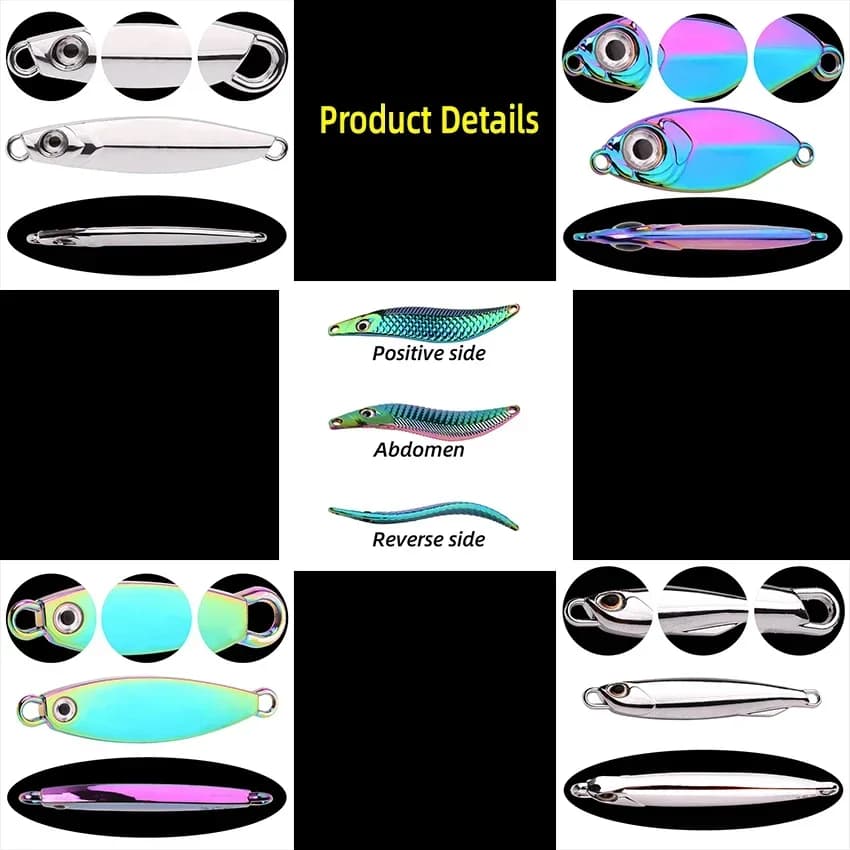 Lot de 5 leurres métal VIB coulants 3g 10g 15g pour pêche en mer et surfcasting