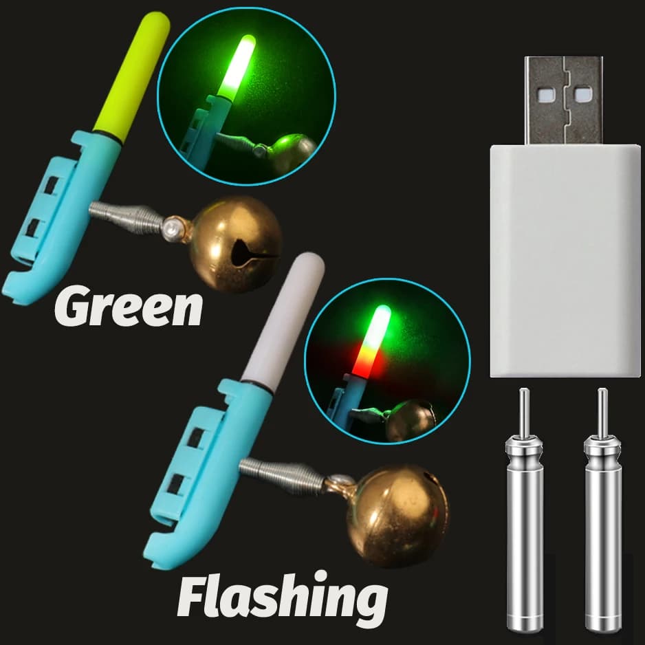 Lampe alarme pêche LED rechargeable USB - bâton lumineux clip canne pêche nocturne