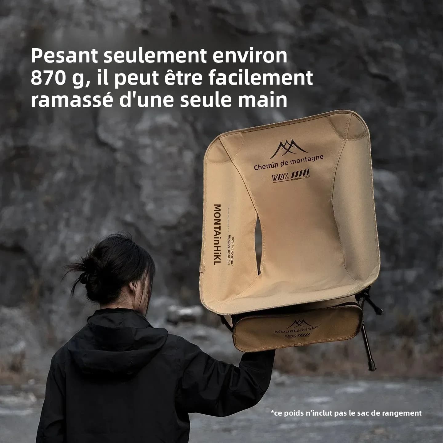 Fauteuil lune MOUNTAINHIKER ultra-léger alliage aluminium - Banc pliant portable camping randonnée pêche vert noir kaki