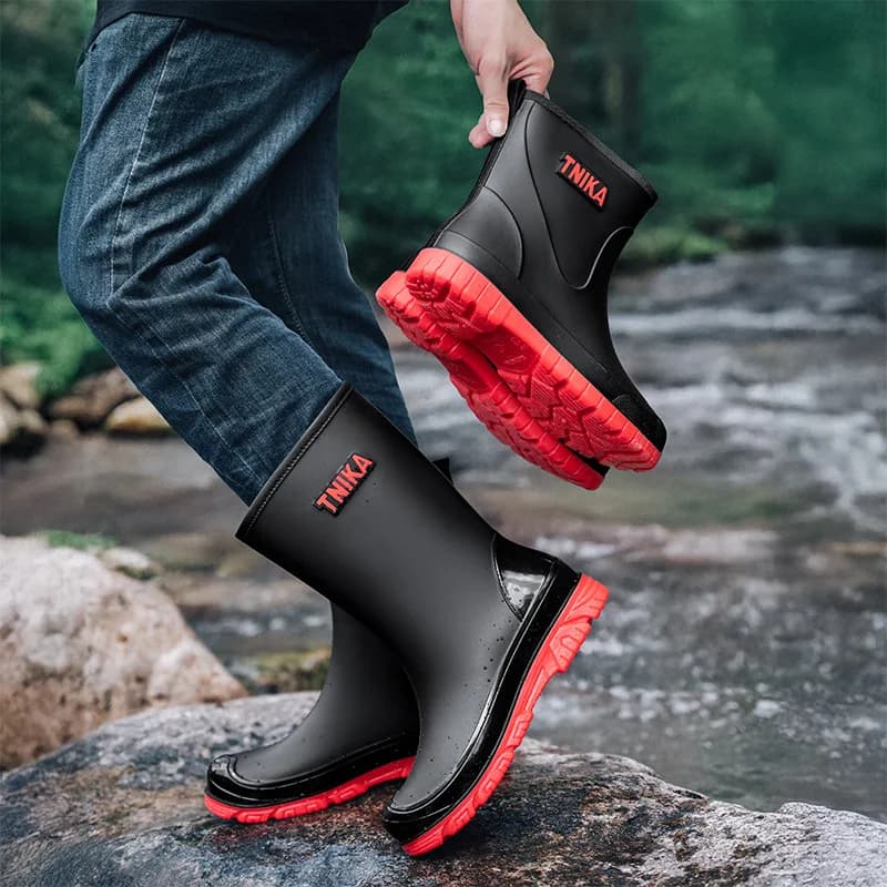 Bottes de pluie hautes homme anti-dérapage imperméables pêche vadrouille élastique montagne