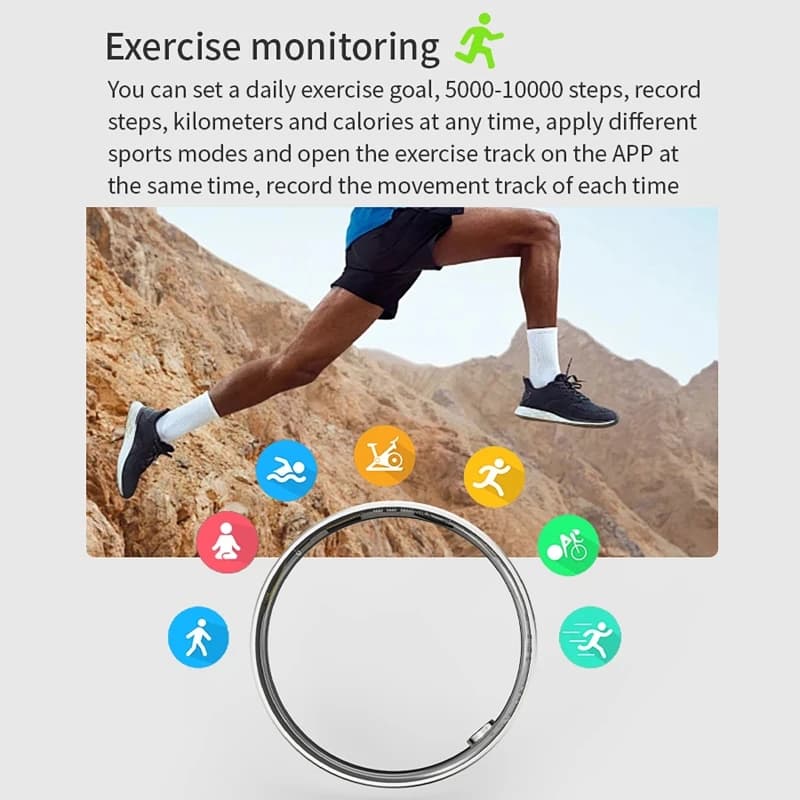 Bague connectée smart ring moniteur fréquence cardiaque oxygène sommeil sport IP68 étanche