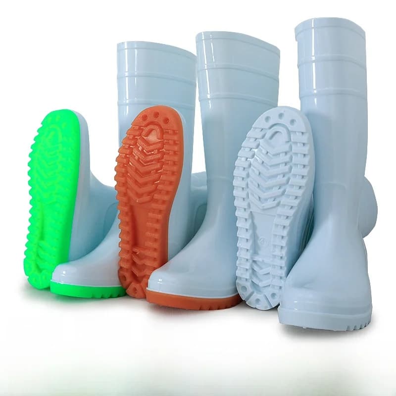 Bottes pluie hautes blanches homme PVC alimentaire anti-dérapantes pour pêche cuisine