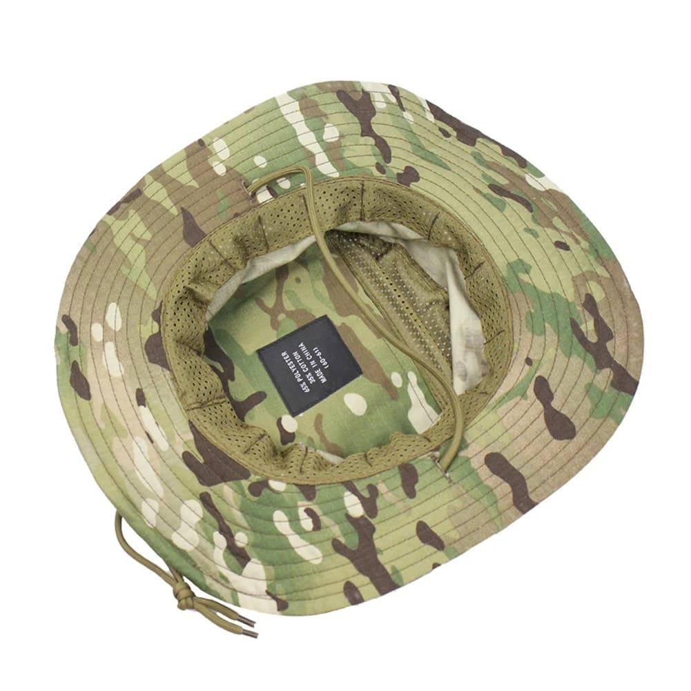Chapeau bucket camouflage tactique pêche randonnée - Respirant poche carrée réglage cordon unisexe