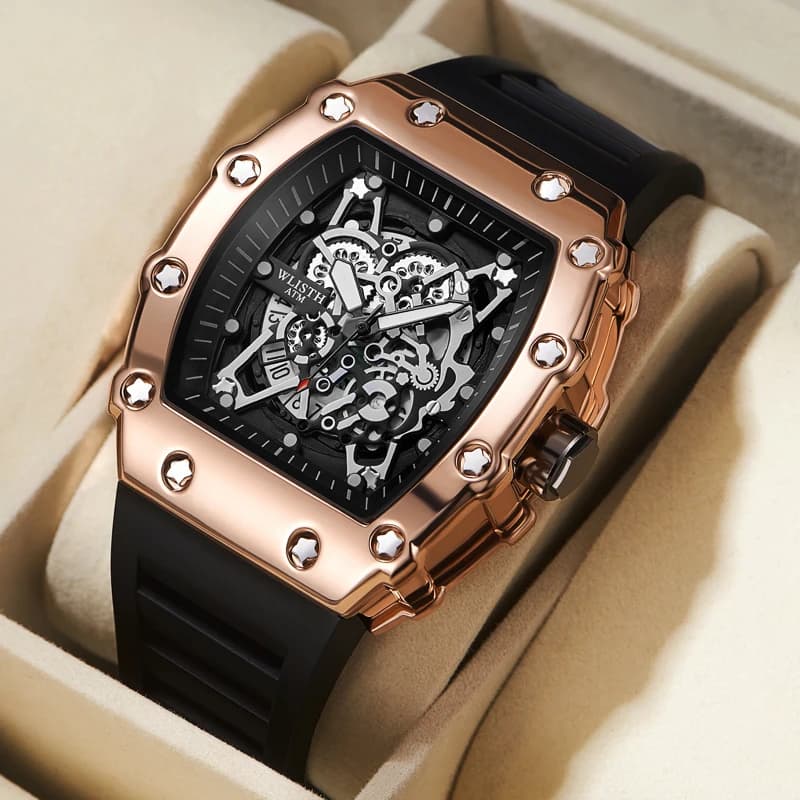 Montre homme grand cadran quartz étanche sport - Montre carrée luminescente pour activités extérieures