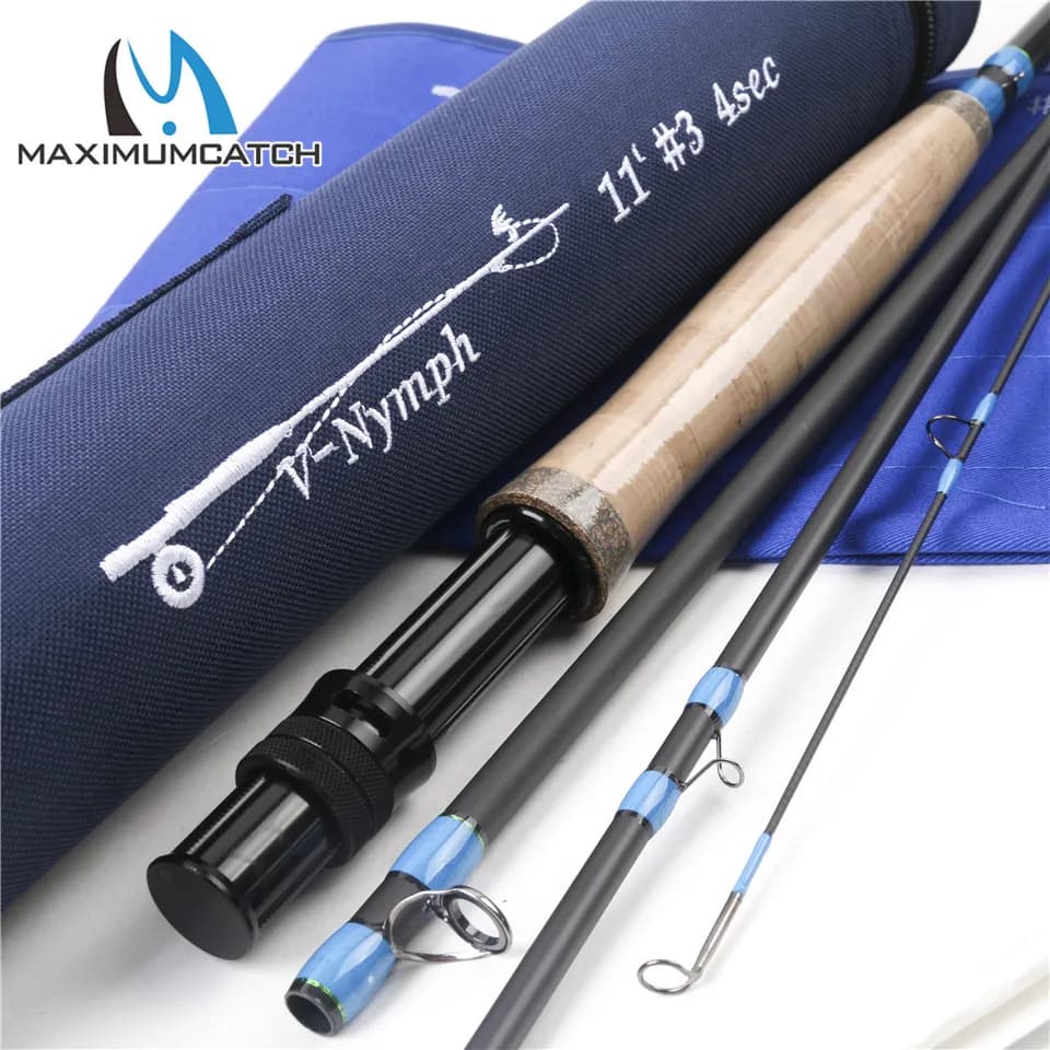 Canne à mouche nymph Maximumcatch 10ft/11ft 2/3/4wt action rapide en fibre de carbone IM10 - 4 sections