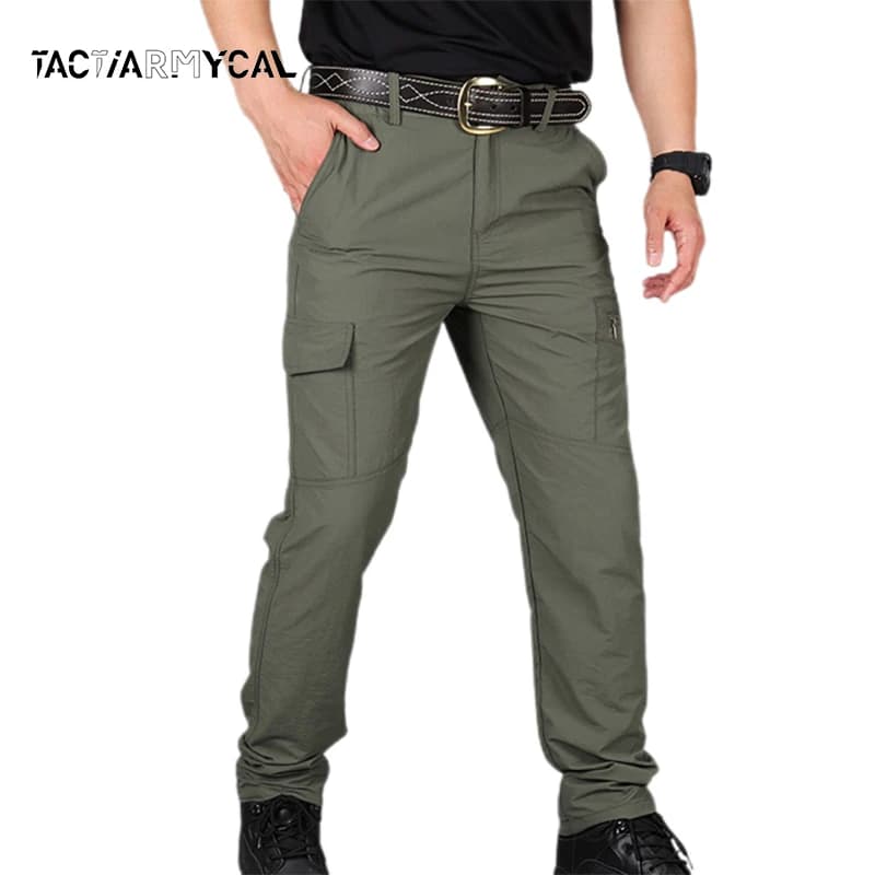 Pantalon cargo taille plus respirant - Imperméable multi-poches pour pêche
