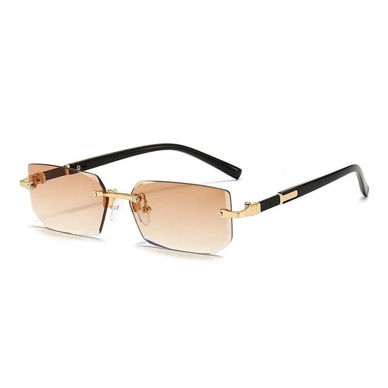 Lunettes de soleil rétro sans monture pour hommes - Design coupé lentille - Modèle frameless tendance