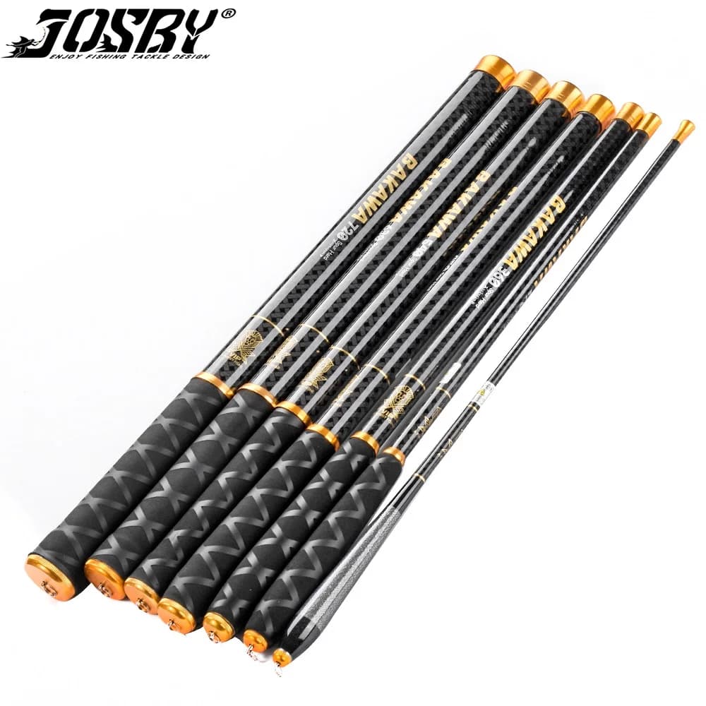 Canne à pêche télescopique BAKAWA JOSBY 1.8-7.2m carbone ultra-léger pour rivière et étang, puissance 1-6lb