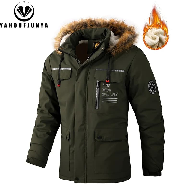Veste randonnée hiver homme polaire chaude capuche amovible extérieur coupe-vent décontractée mode