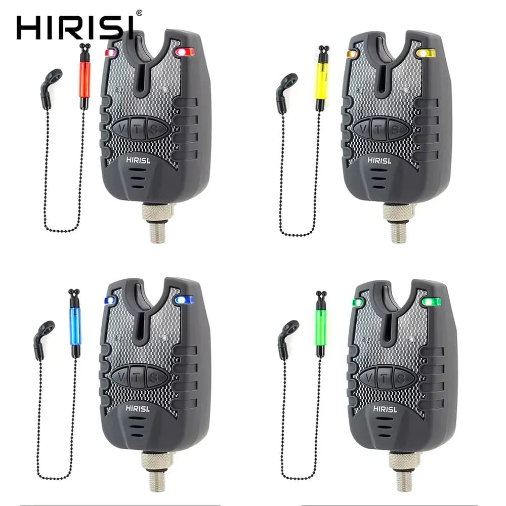 Kit alarme et swingers Hirisi 1+1 pour carpe - Indicateur LED 4 couleurs avec détecteur de touches précis