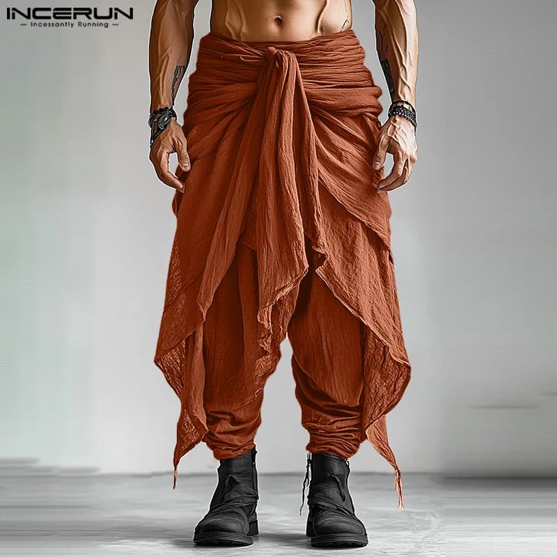 Pantalon harem pêche homme été printemps casual plissé streetwear oversize pêche S-5XL