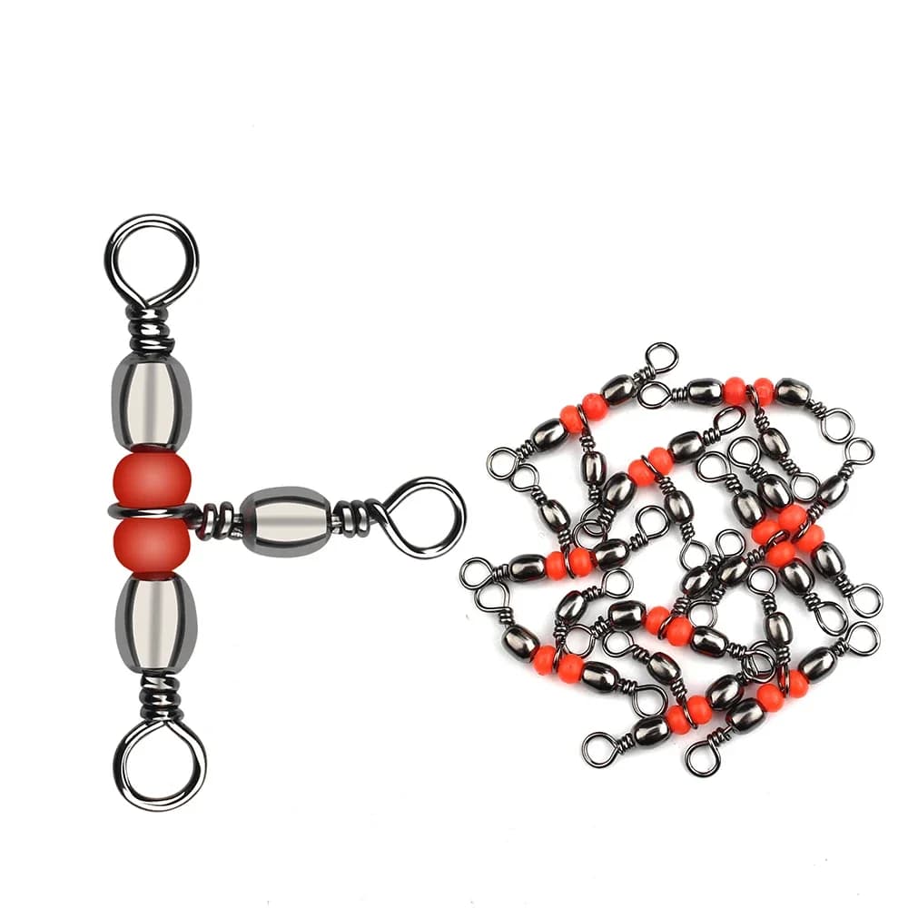 Barrel swivel 3 voies avec perles et mousqueton DNDYUJU, 20 pièces pour ligne leurre et hameçon de pêche