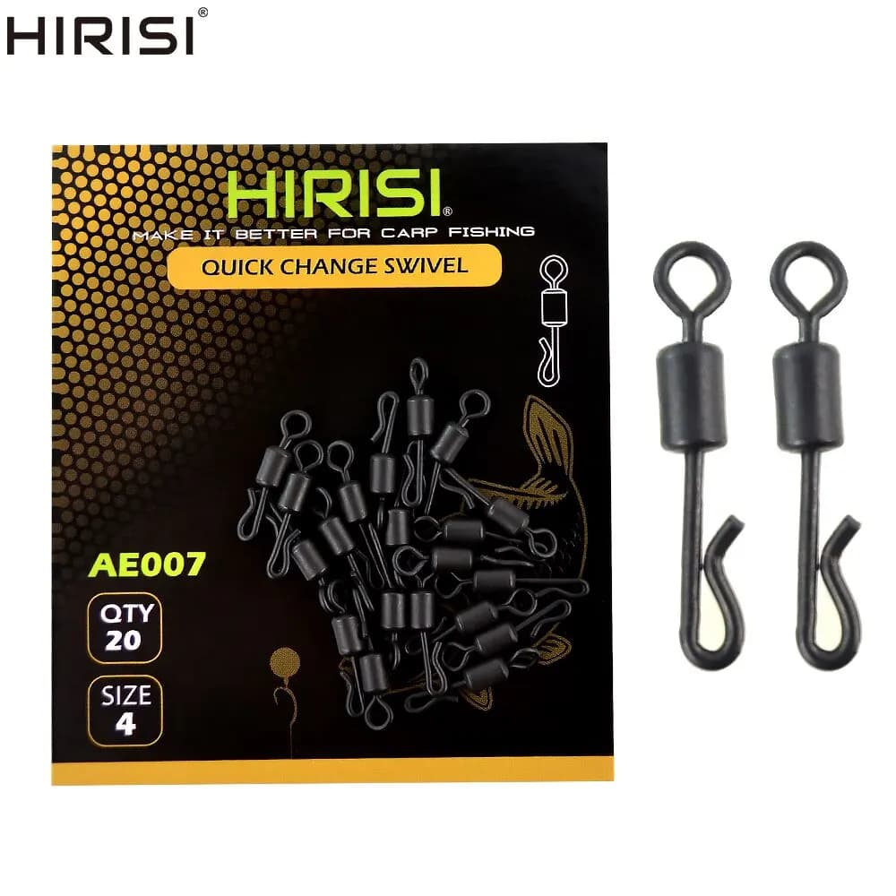 Émerillons rapides noir mat pour montages carpe - Pack de 20 pièces résistantes à la corrosion