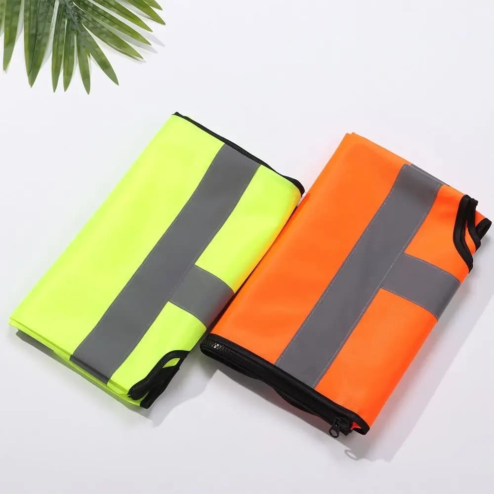 Veste sécurité haute visibilité pêche - Bandes réfléchissantes avant zip - Uniforme entrepôt pêche