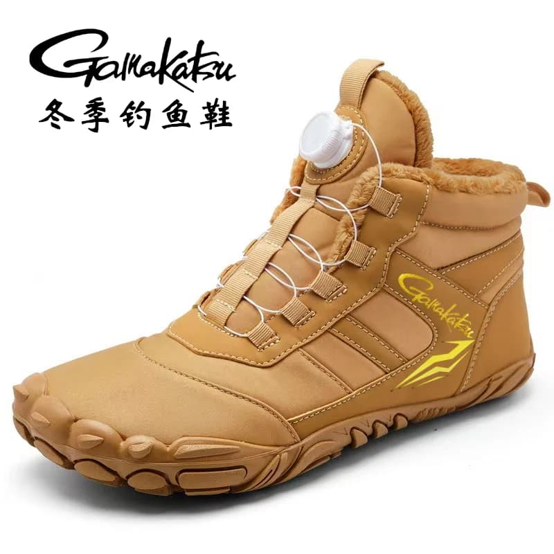 Chaussures de pêche hiver 2024 Gamakatsu étanches et chaudes - Bottes neige antidérapantes avec doublure polaire et fermeture spirale