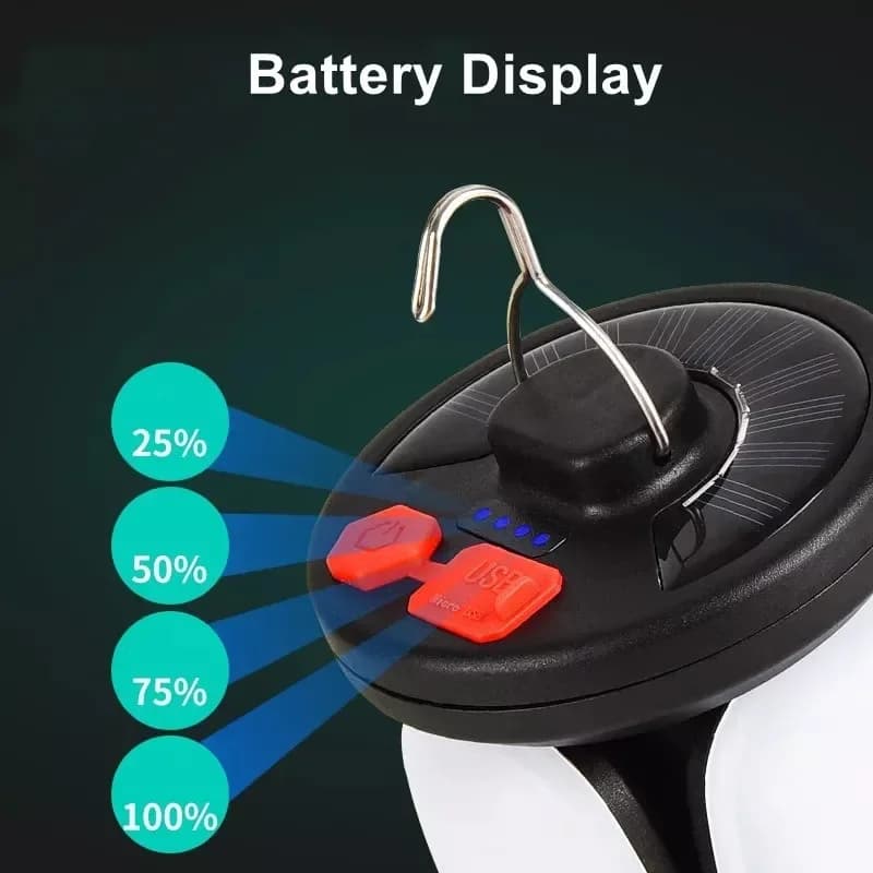 Lampe de tente LED rechargeable avec projecteur pliable pour pêche et randonnée nocturne