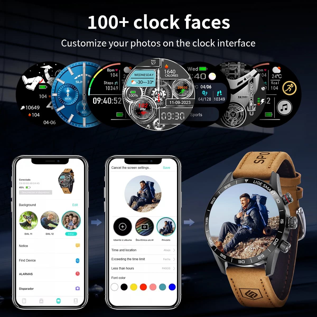 Montre connectée militaire GPS 2024 AMOLED étanche pour pêcheur - Tracker cœur et appels Bluetooth