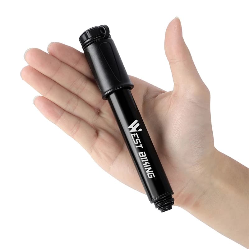 Pompe à main mini WEST BIKING 100PSI - Alliage aluminium pour VTT et vélo de route de pêcheur
