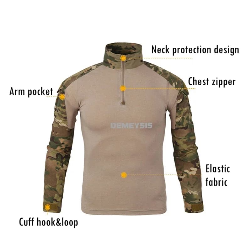 Tenue camouflage tactique confortable manches longues cargo pour paintball pêche sport