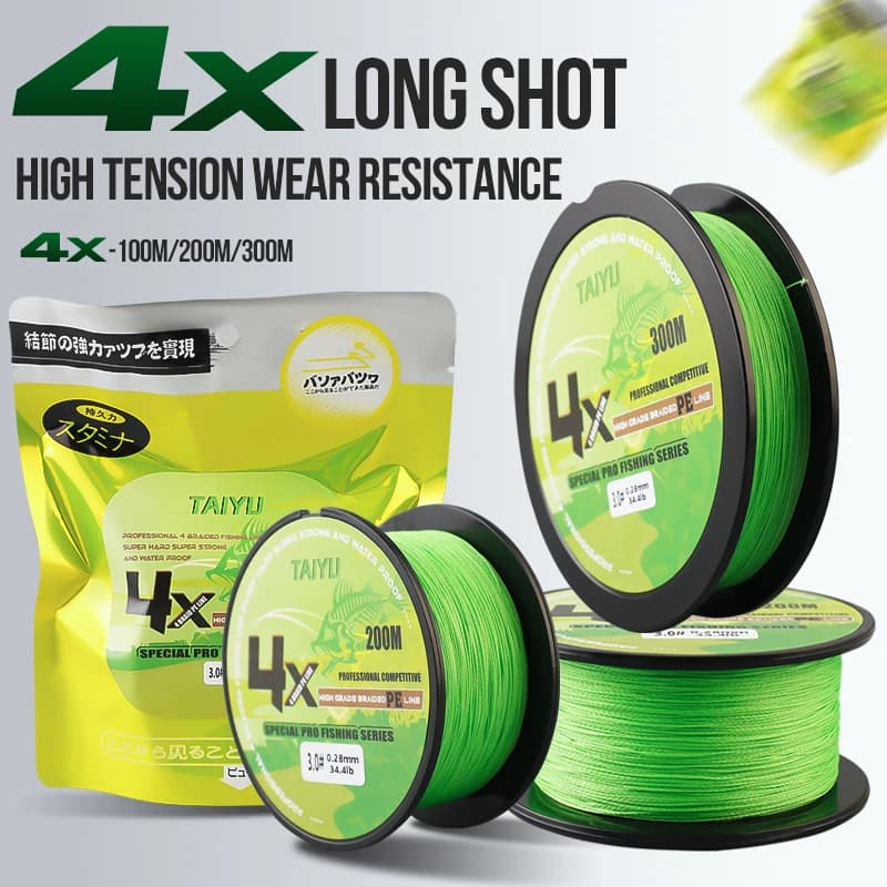 Ligne de pêche PE multifilament TAIYU 4 brins 200 mètres 19LB-70LB, durable et ultra fluide pour