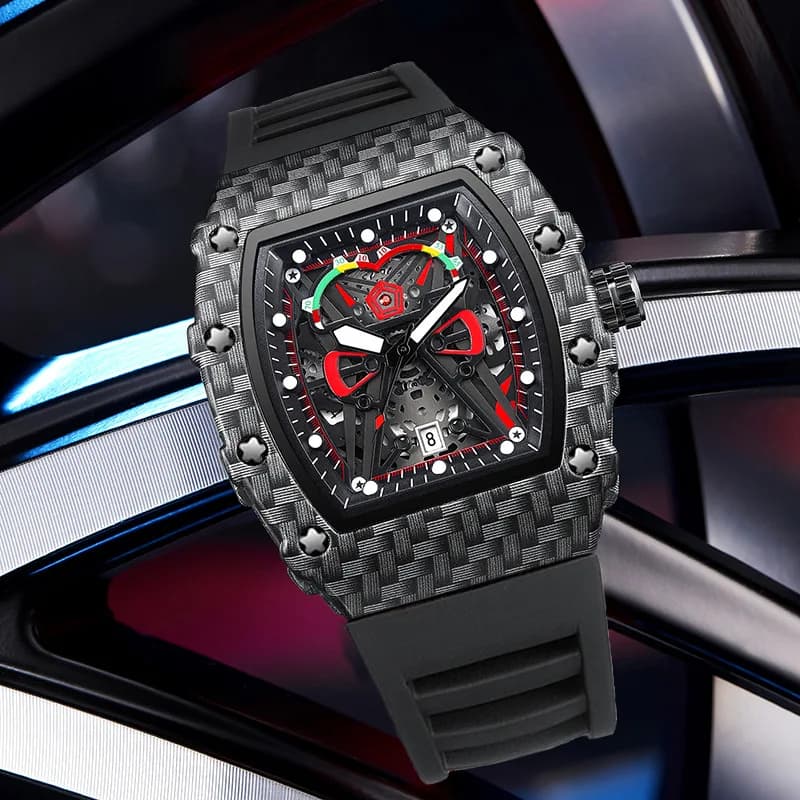 Montre homme étanche luminescente UTHAI CQ232 concept nouveau montre tonneau vin silicone tendance