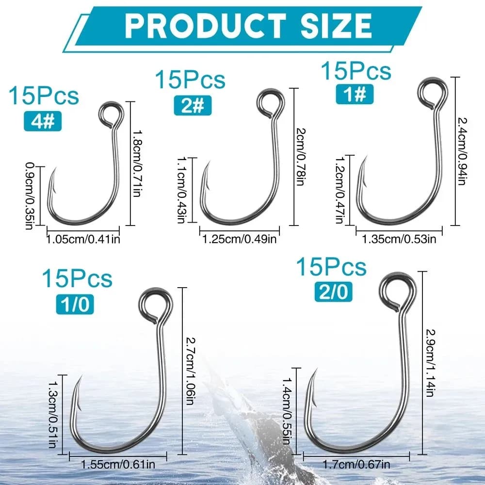 75 Hameçons Inline Single pour Leurres Cuillère et Spinner - Pêche Eau Douce et Salée