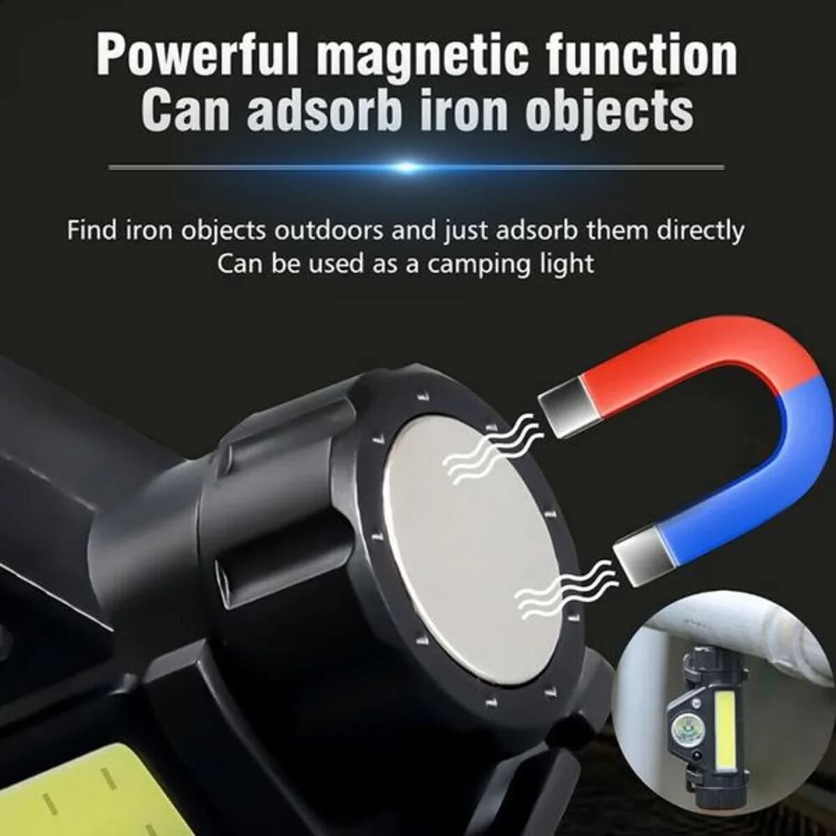 Lampe frontale COB LED rechargeable 1-5 pièces - Aimant puissant pour pêche et activités outdoor