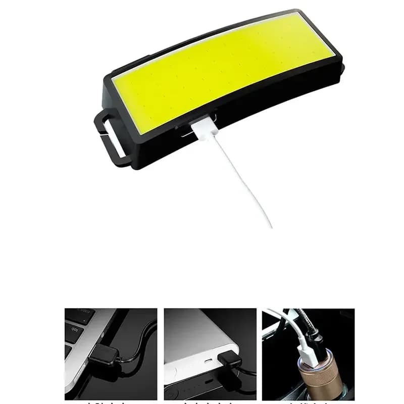 Lampe frontale COB portable rechargeable USB pour pêche escalade et camping