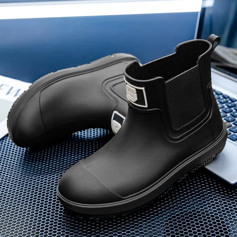 Bottes de pluie courtes anti-dérapantes pour pêche et travail en extérieur - Modèle PVC imperméable