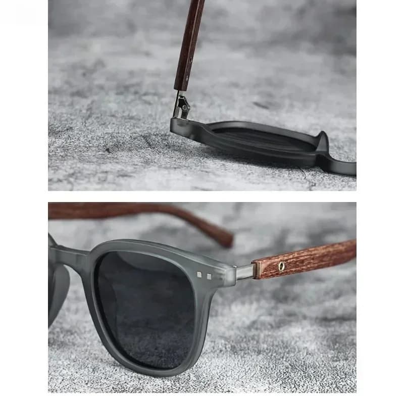 Lunettes de soleil bois polarisées rétro - Pêche et vélo - Protection UV street photography