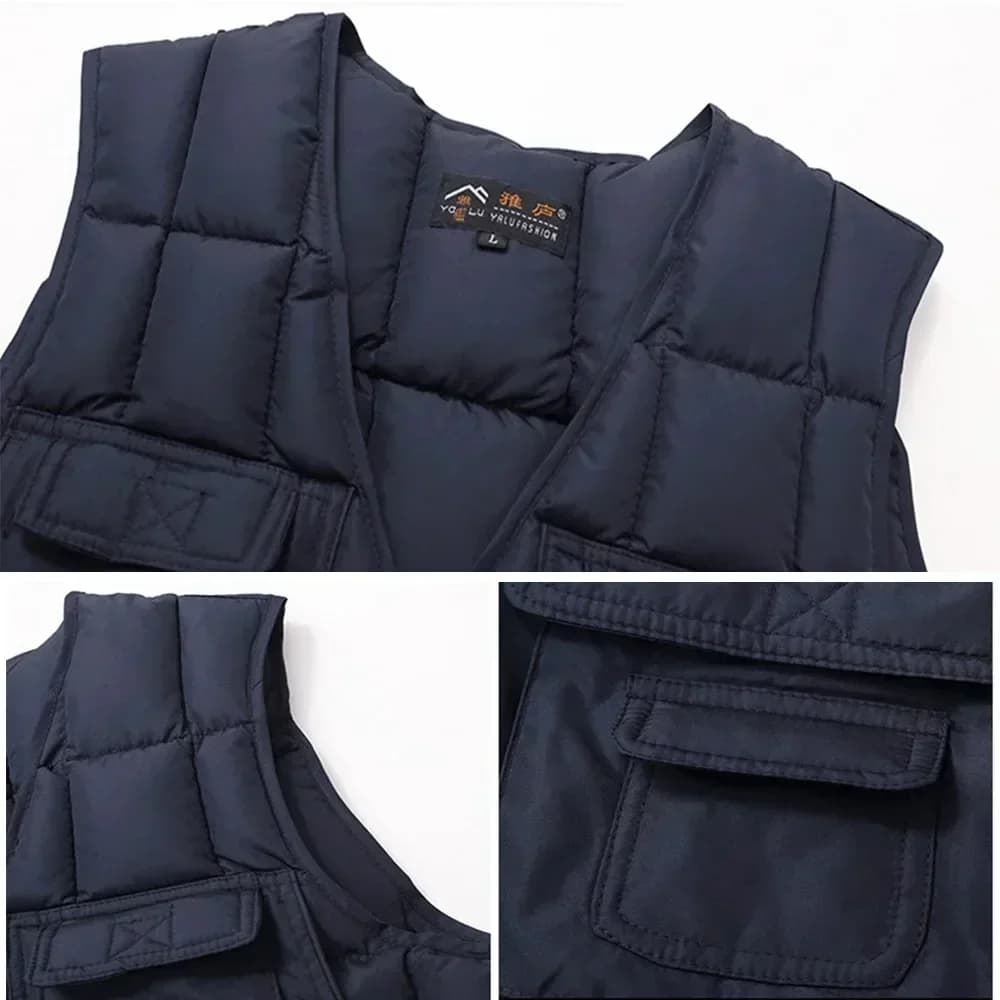Veste matelassée homme sans manches légère et chaude multi-poches pour pêche hiver