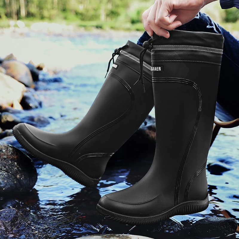 Bottes de pêche hiver homme épaissies et imperméables - Anti-dérapantes avec bandes réfléchissantes pour sécurité