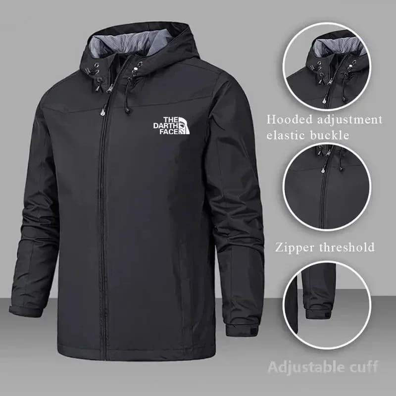 Veste coupe-vent imperméable homme 2025 - Parka à capuche zippée - Randonnée printemps automne