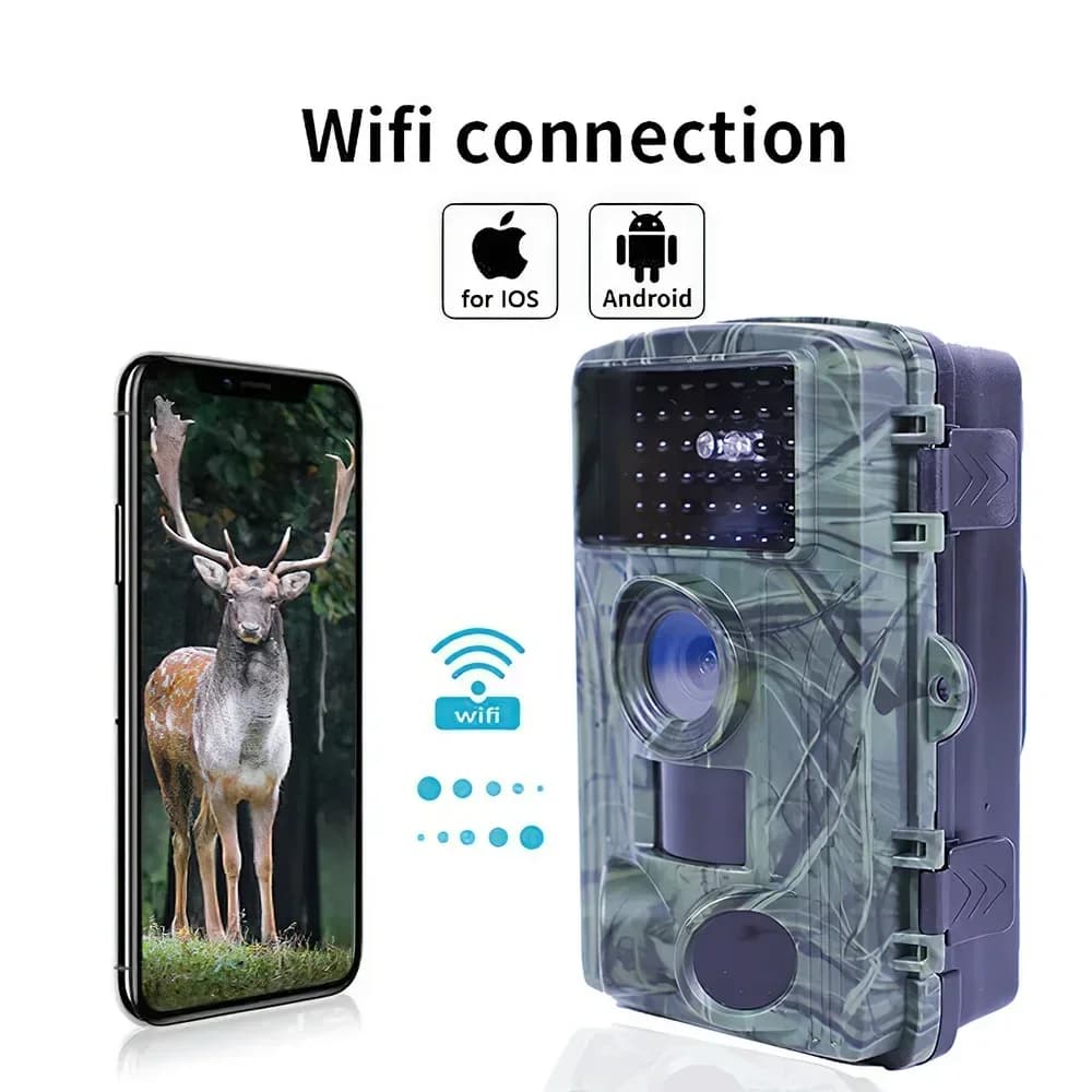 Caméra trail WiFi PR1600 60MP 4K/8K - Piège photo étanche à activation par mouvement pour chasse et observation