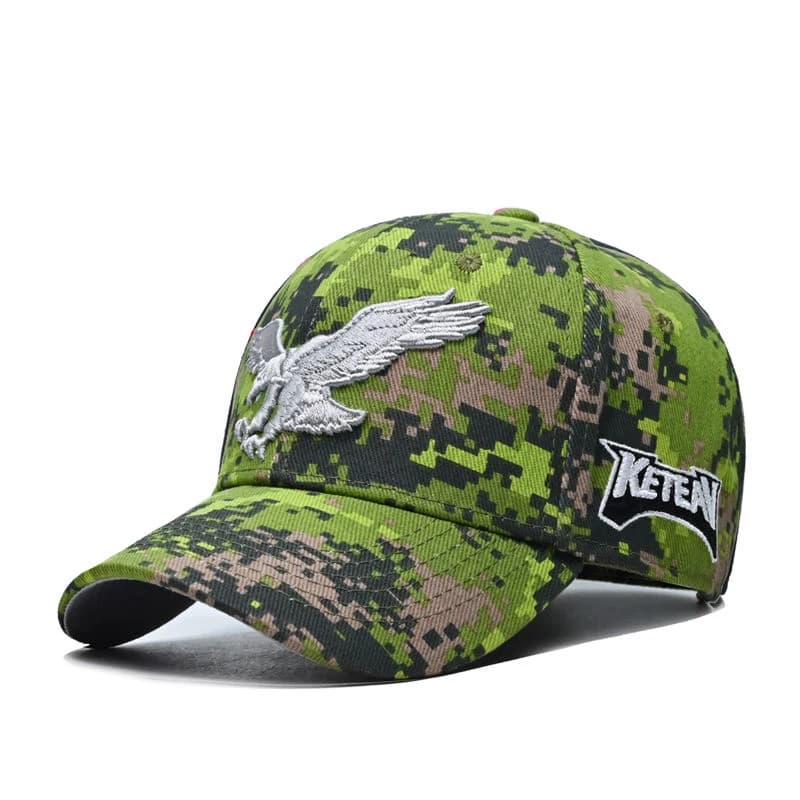 Casquette baseball camouflage brodée aigle hard top pour pêche streetwear hommes fashion