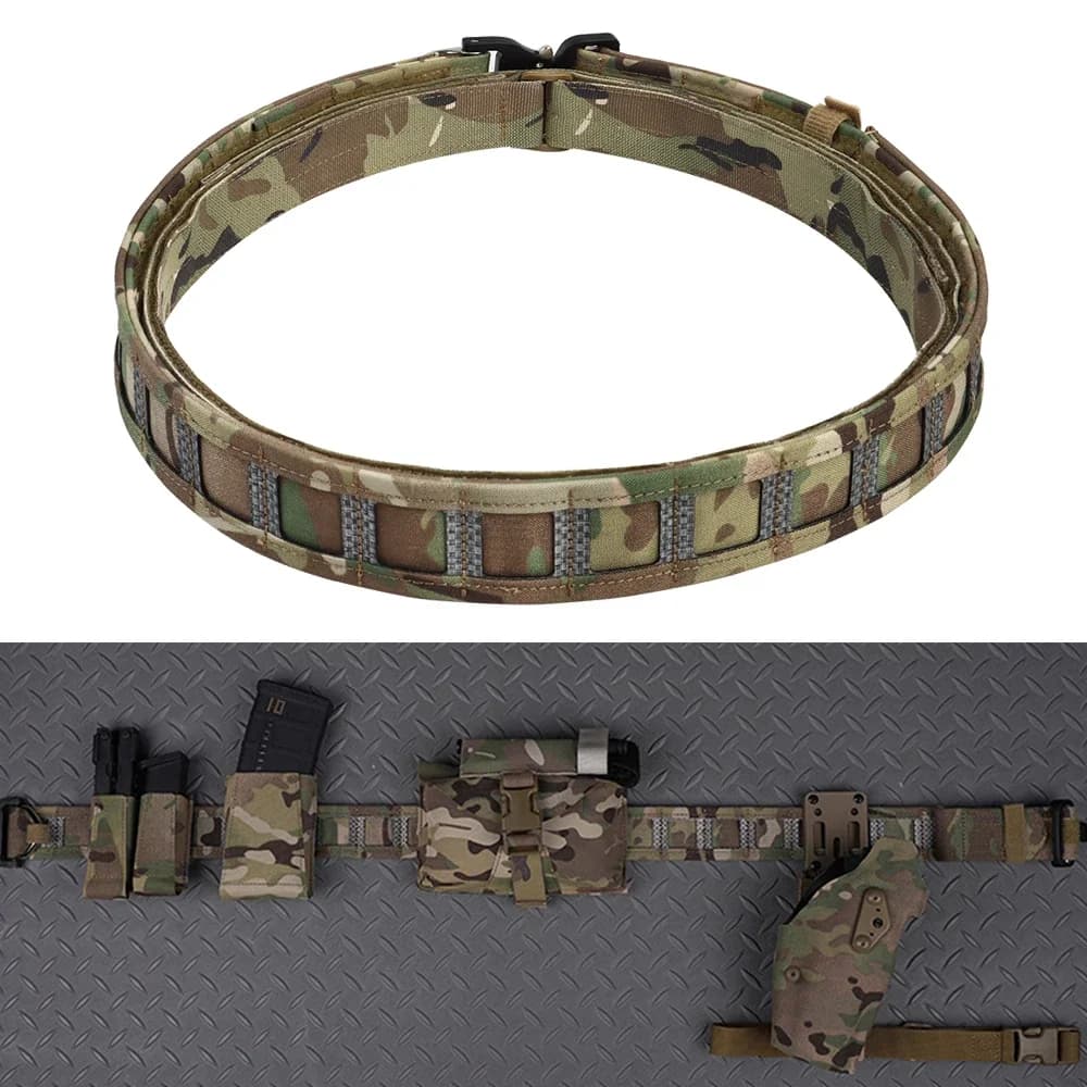 Ceinture tactique Molle 3 en 1 avec boucle métallique rapide pour pêche et airsoft