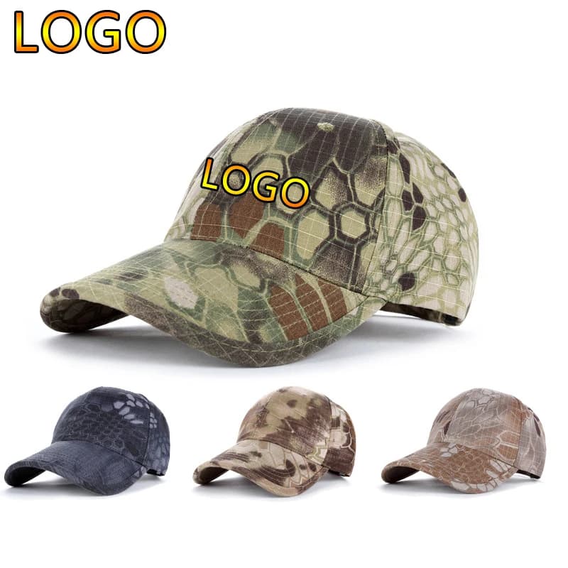 Casquette camouflage personnalisable logo pêche - Chapeau baseball ajustable jungle tactique randonnée