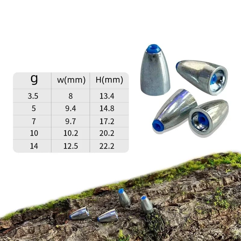 20 plombs bullet avec âme plastique 3.5g à 20g pour montages Texas rig et Carolina rig accessoires