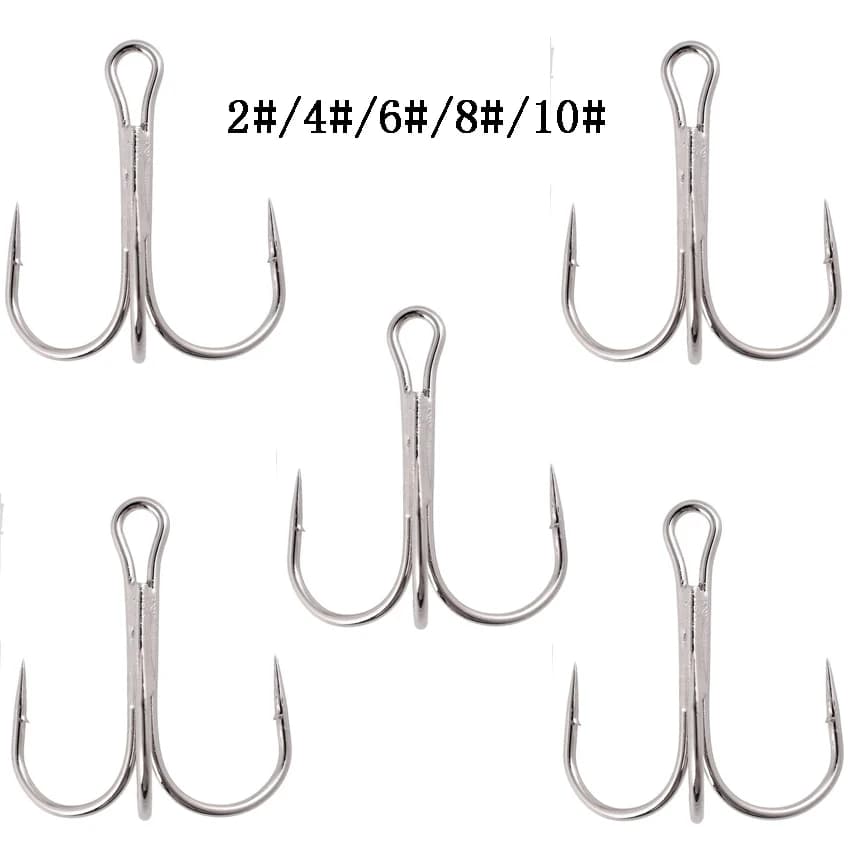 10 hameçons triples blancs affûtés pour pêche - Accessoires et outils de pêche professionnels