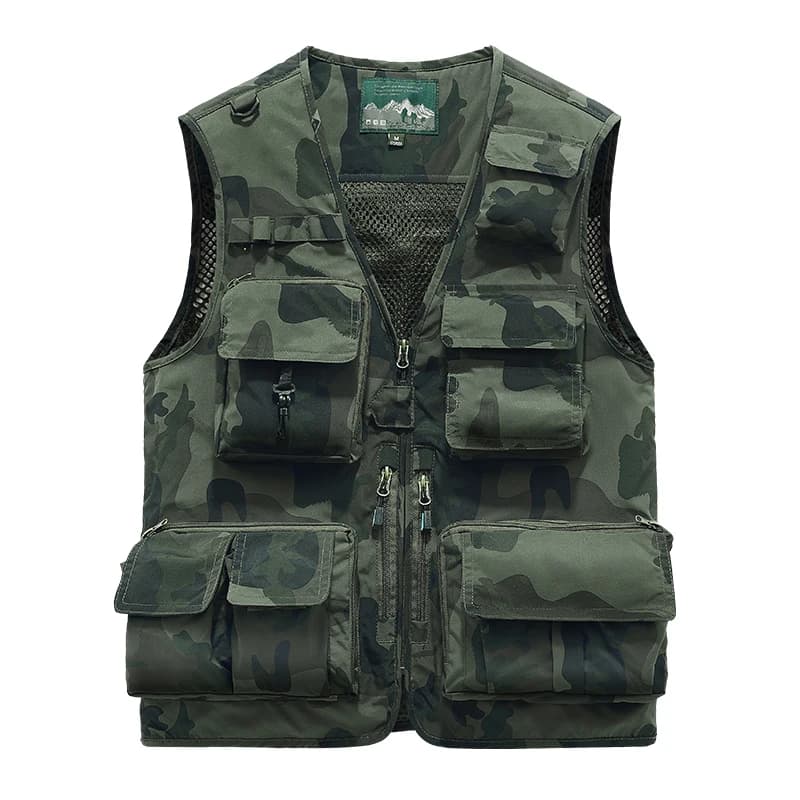 Gilet décharge camouflage été homme - Veste sans manches mesh multi-poches pour travail et pêche