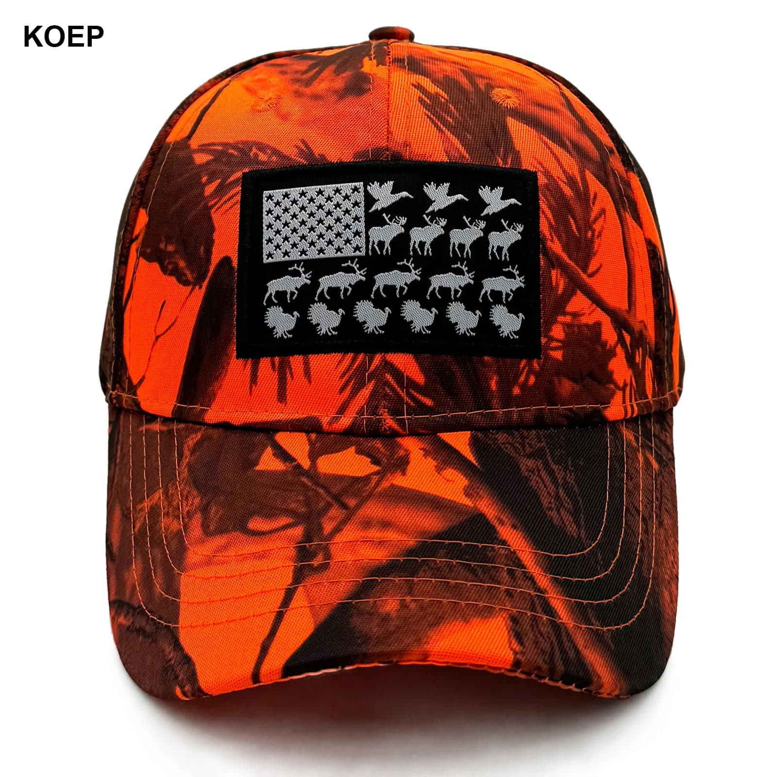 Casquette baseball camouflage KOEP avec drapeau américain pour pêche et chasse - Style pêcheur
