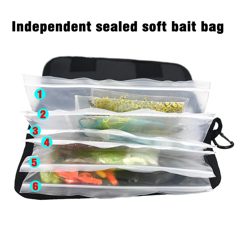 Sac de rangement leurres souples PVC compartimenté étanche pour pêche accessoires