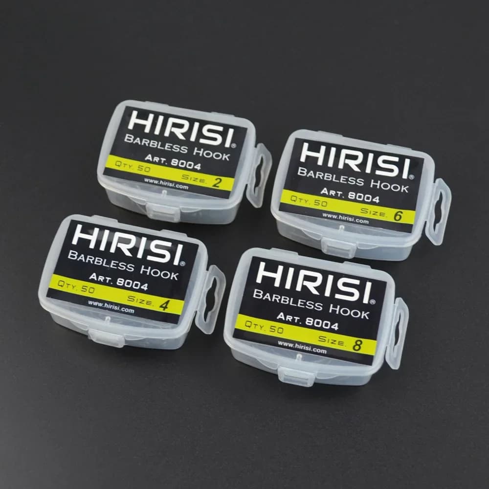 Hameçons de pêche sans ardillon Hirisi 50 pièces acier haute teneur en carbone pour carpe modèle 8004