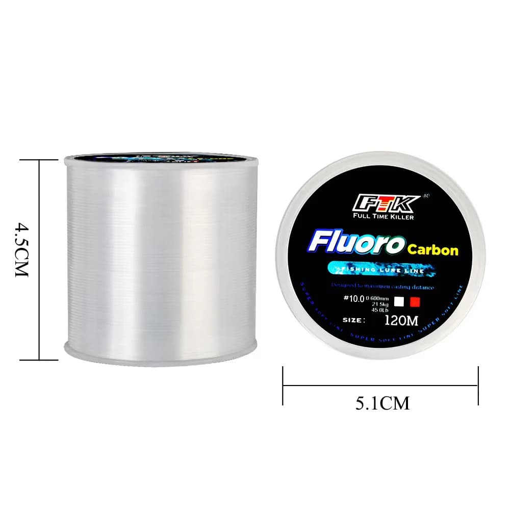 Fluorocarbone #10.0 120M - Ligne de pêche haute résistance 21.5kg pour distance de lancer maximale